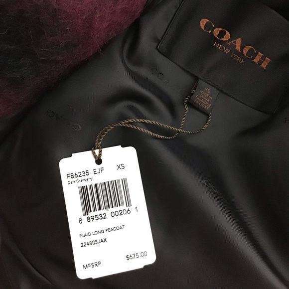 Coach plaid long alpaca wool blend coat - Picture 6 of 9